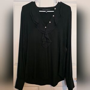 White House Black Market Black Ruffled Blouse
